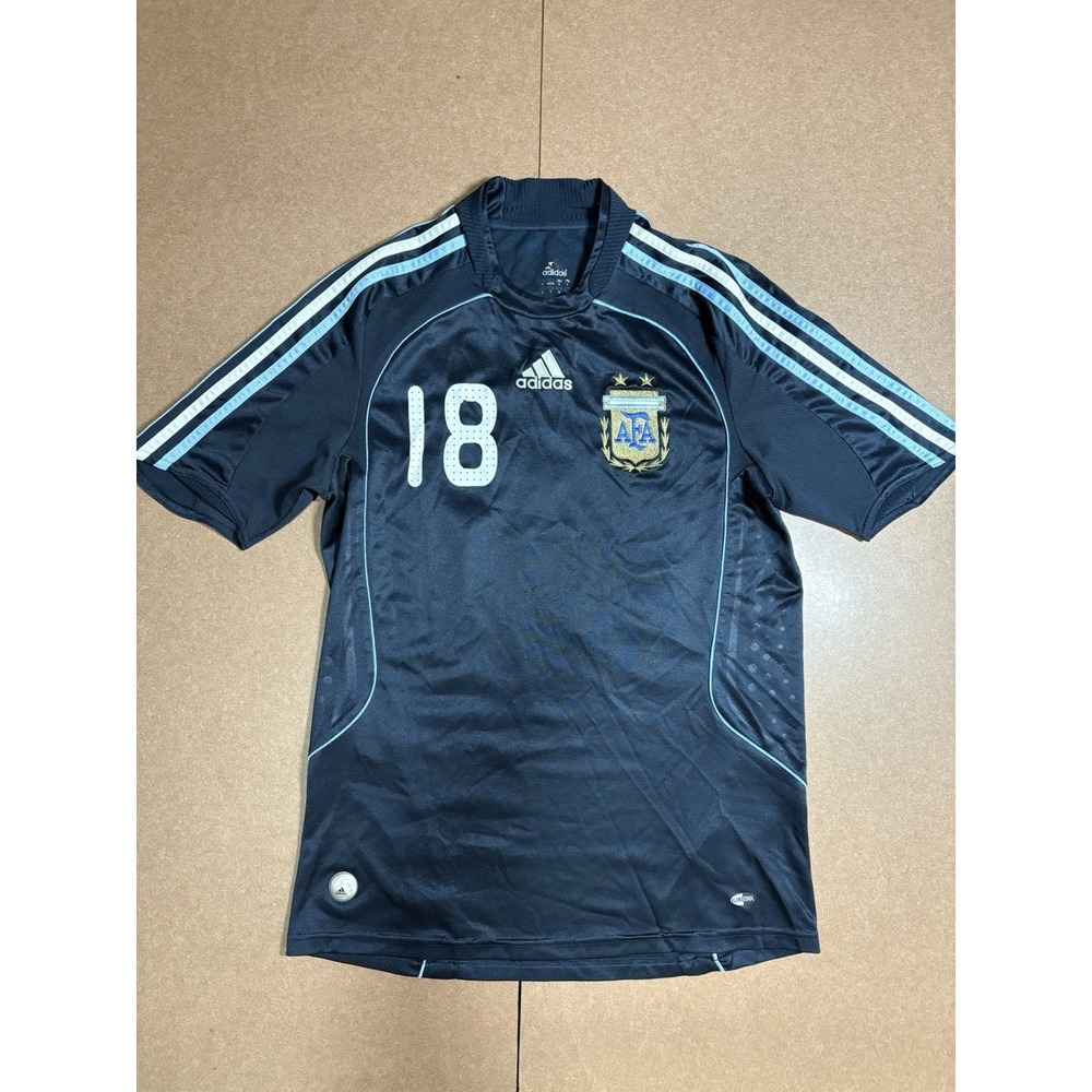 Adidas Argentina Lionel Messi Player Issue #18 Jersey 2007 2008 Away Blue Large